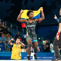 Tatiana Rentería es, hasta ahora, la última medallista olímpica de Colombia, en los 76 kg de lucha libre de París 2024. FOTO AFP