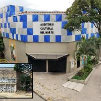 Adelante, la fachada descuidada del Teatro ubicado en el barrio Santa María Nro. 2. Atrás, como quedó el nuevo espacio tras la inversión. FOTO: Cortesía