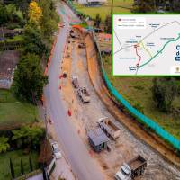Tramo vial que se está construyendo en el Oriente antioqueño. FOTO: Cortesía