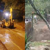 Habitantes de Copacabana retiran lodo y escombros tras el desbordamiento de la quebrada La Chuscala, que dejó viviendas y vías afectadas. FOTO: redes sociales.