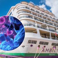 El crucero Ambition fue confinado en Francia producto de un brote de norovirus que es la principal causa de gastroenteritis. Foto: AFP y Getty Images