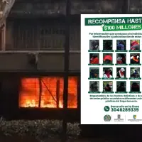 Cartel de los encapuchados que habrían incendiado una oficina dentro del Politécnico Jaime Isaza Cadavid.