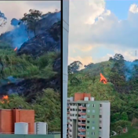 El incendio se registra detrás de una unidad residencial. FOTOS CAPTURA DE PANTALLA 