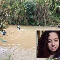 Adelante, Sandra Yanet Gutiérrez Calle, de 49 años, la mujer que era buscada desde el pasado martes 2 de junio. Atrás, las labores de búsqueda da familiares y rescatistas. FOTO: Cortesía e imagen tomada de redes.