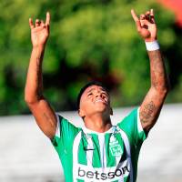 Juan Manuel Zapata, autor del primer gol de Nacional en el triunfo ante Tigres. FOTO CAMILO SUÁREZ