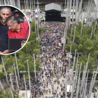 Panorámica del Parque de las Luces en Medellín durante la manifestación de Petro a las 3:30 p.m. de este viernes. Foto: gobernador de Antioquia, Andrés Julián Rendón - Detalle EL COLOMBIANO