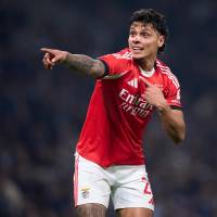 Richard Ríos se encuentra en etapa de recuperación y es duda del Benfica frente al Real Madrid. FOTO : GETTY