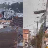 Los fuertes vientos provocaron varios daños en Yarumal. Fotos: capturas de videos redes sociales 