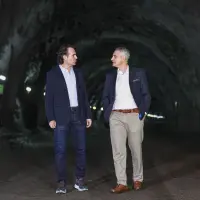 El alcalde Federico Gutiérrez y el gobernador Andrés Julián Rendón en la puesta en marcha de las obreas del segundo Túnel de Oriente. Fecha de evento: 21/08/2024. Foto: Manuel Saldarriaga Quintero.