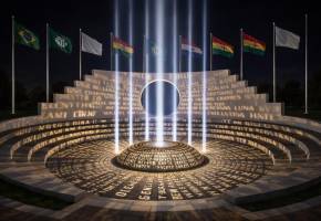 El proyecto contará con un ágora circular para actos conmemorativos, un muro de placas memoriales y 71 haces de luz que en la noche se proyectarán hacia el cielo, además de un parque de banderas en honor a la fraternidad entre naciones. Foto: cortesía Alcaldía de La Unión.