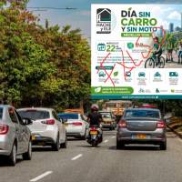 Adelante, el aviso falso que estaría circulando en redes. Atrás, una de las vías del a ciudad. Foto: Andrés Camilo Suárez Echeverry