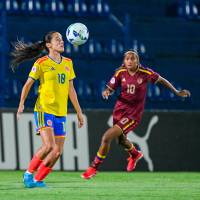 Marian Sterling abrió la cuenta para el equipo colombino ante Venezuela. FOTO CORTESÍA FCF