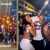 El futbolista colombiano Jhon Jáder Durán compartió la navidad con las personas del barrio donde creció en Zaragoza, Antioquia. Fotos: capturas de pantalla redes sociales