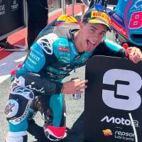 David Alonso consiguió su octavo podio en dos temporadas en la Moto 2. FOTO: X Aspar Team