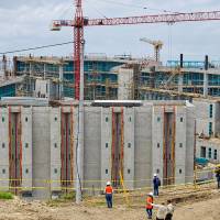 Las celdas de cinco pabellones ya alcanzaron el cuarto nivel de construcción. Foto: cortesía Alcaldía de Medellín.