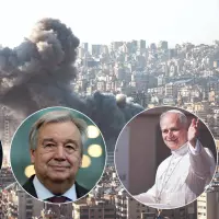 Emmanuel Macron, António Guterres y el papa León XIV fueron algunos líderes que reaccionaron al anuncio de Trump y las autoridades iraníes. FOTOS: Getty y AFP