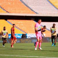 El arquero del cuadro dorado, Jorge Soto, marcó el tanto de la victoria contra los tolimenses el domingo. Foto: Colprensa 