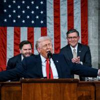 Donald Trump durante su discurso del Estado de la Unión de este martes. FOTO: AFP.