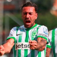 Nacional venció a Alianza en el Polideportivo Sur de Envigado. Facundo Batista logró su primer gol con el Verde y abrió la senda del triunfo. FOTO MANUEL SALDARRIAGA