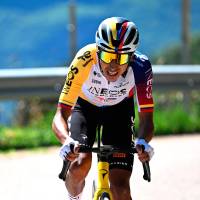 Egan Bernal, de 29 años, volvió a meterse en el podio de una de las grandes vueltas del ciclismo después de 1.805 días. La última vez había sido el 30 de mayo de 2021, cuando ganó el Giro. Foto: Getty