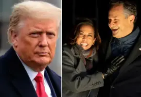 Nueva jugada de Donald Trump contra su antigua rival Kamala Harris: despidió a Doug Emhoff del consejo del museo del Holocausto. FOTO: GETTY - EL COLOMBIANO 