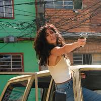La actriz paisa Juanita Molina durante la grabación de una escena. Foto Cortesía.