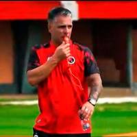 Nicolás Chiesa en su primera práctica al frente del Cúcuta. FOTO: Captura de vídeo