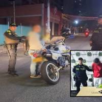 Adelante, uno de los detenidos este fin de semana. Atrás, uno de los operativos de control en Medellín. FOTO: Cortesía Policía Metropolitana