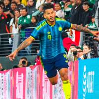 El delantero samario Luis Javier Suárez, de 28 años, es uno de los referentes del ataque de la Selección Colombia. Marcó en el amistoso contra México. Foto: tomada del x de @SelecciónColombia