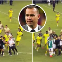 Sin espacio para hablar del 1-1 deportivo, la rueda de prensa pospartido en Palmaseca se transformó en un duro descargo contra el arbitraje y la conducta técnica rival. FOTO: Captura de video de redes sociales y Getty