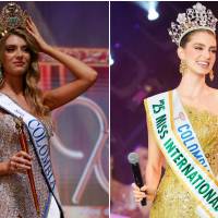 La antioqueña Catalina Duque Abréu con sus dos títulos de Señorita Colombia 2024 y Miss Internacional 2025. FOTO: Colprensa y tomada de Instagram @the_pageant_prince