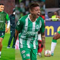 Brayan Rovira, Juan Pablo Ramírez y Yéiler Góez son tres de los jugadores que retornan a Nacional en 2024 en busca de definir su futuro futbolístico. FOTO JUAN ANTONIO SÁNCHEZ, MANUEL SALDARRIAGA Y ENEYDER GUTIÉRREZ