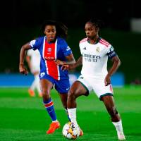 Linda Caicedo luciendo su cinta de capitana del Real Madrid femenino, su nuevo rol en el cuadro Meregue. FOTO GETTY 