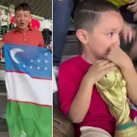 El padre del niño de Uzbekistán agradeció a los hinchas colombianos por el gesto que tuvieron con su hijo. FOTOS: Tomada de Instagram @khatamov.bektosh
