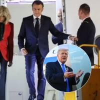 El presidente de Estados Unidos revivió un episodio ocurrido entre el mandatario de Francia, Emmanuel Macron, y su esposa, Brigitte, en medio de una visita a Vietnam. Fotos: captura de video y Getty Images