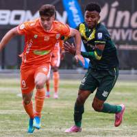 El delantero Miguel Ángel Marulanda de Envigado, quien fue goleador del equipo en el primer semestre con ocho goles. FOTO MANUEL SALDARRIAGA 