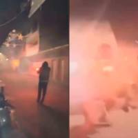 Estas fueron algunas de las imágenes del ataque con voladores que se registraron en las calles del corregimiento Santa Isabel, de Remedios. Este hecho no dejó lesionados. FOTOS: TOMADAS DE VIDEO