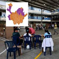 Los antioqueños ratificaron su preferencia por el candidato de derecha en la mayoría del departamento (naranja). Subregiones como el Urabá, el Nordeste, Norte y el Bajo Cauca (púrpura) hubo municipios en los que la preferencia fue por Iván Cepeda. FOTO: MANUEL SALDARRIAGA.