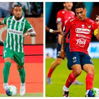 En la imagen aparecen Cristian “Chicho” Arango, de Nacional, y Juan Fernando Quintero, del Medellín. FOTOS CAMILO SUÁREZ Y MANUEL SALDARRIAGA