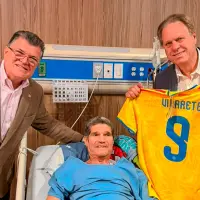 Eduardo Emilio Vilarete recibió la visita del presidente de la FCF, Ramón Jesurun, y del presidente de la DIMAYOR, Carlos Mario Zuluaga, quienes le expresaron su respaldo y desearon una pronta recuperación tras la exitosa intervención quirúrgica. FOTO: @FCF