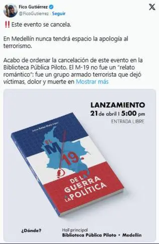 El libro y el trino que desataron la polémica. FOTO: imagen tomada de redes.