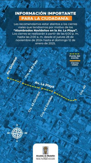 ¡Esté pendiente! Estos serán los cierres y desvíos para disfrutar de los alumbrados de Medellín