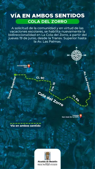 Pilas: habilitan de nuevo flujo vehicular en doble sentido por la Cola del Zorro, en Medellín