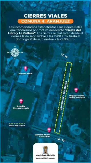 ¡Pilas! Estos son los cierres viales por la Fiesta del Libro de Medellín