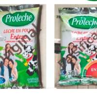 La leche en polvo fraudulenta se está vendiendo bajo el logo de Proleche. FOTO: Invima