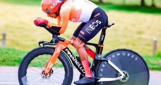 Brandon Rivera voló en Zipaquirá y es el nuevo campeón nacional de CRI. Foto Cortesía Ánderson Bonilla - @ciclismoenlinea