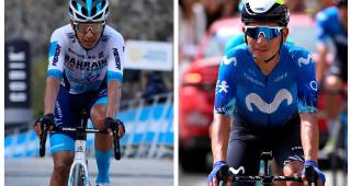 Santiago Buitrago, de 26 años, y Nairo Quintana, de 36, dos de los colombianos que compiten en la Vuelta a Cataluña-2026. FOTO: AFP