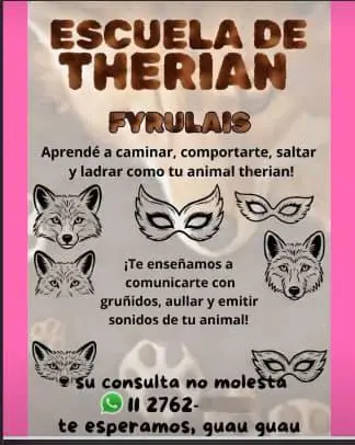 Folleto de difusión sobre la escuela para Therians en Argentina. FOTO: Redes sociales.