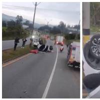 El accidente se presentó en el kilómetro 25+80, sector Hipódromo. Aún las autoridades buscan establecer la identidad del conductor. Foto: Cortesía