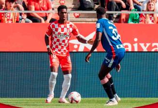 El colombiano Yáser Asprilla marcó su primer gol con el Girona en LaLiga de España. FOTO TOMADA @GironaFC